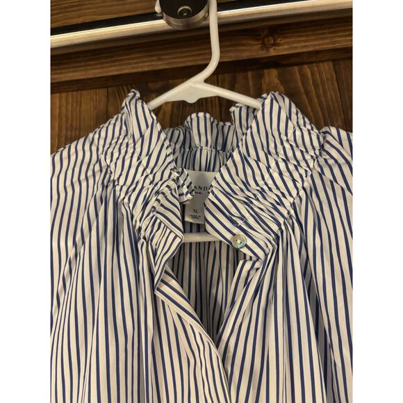 Tuckernuck Pomander Place Blue Stripe Rae Blouse XL - Picture 4 of 8